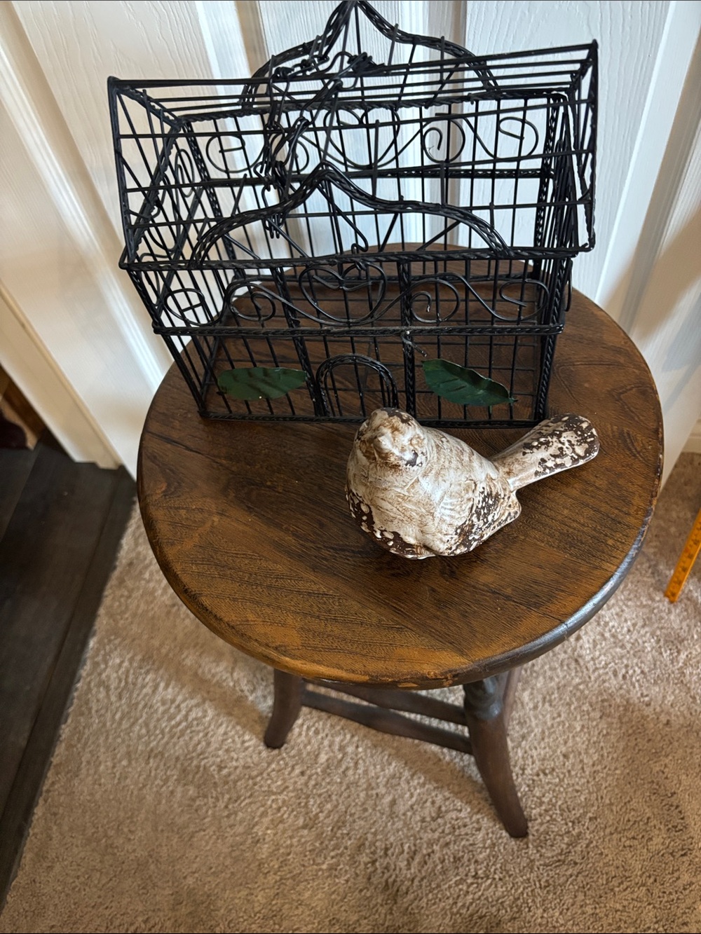 Decorative Rustic Bird Figurine - White